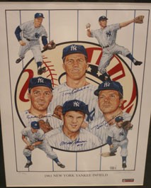 1961 New York Yankees Infield Autographed Poster 
