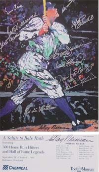 500 Home Run Club Autographed Leroy Neiman Poster 