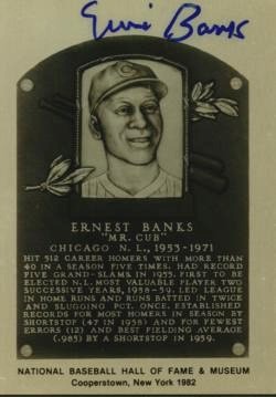Ernie Banks Autographed Metallic HOF Card 