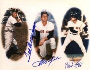Ted Williams, Carl Yastrzemski and Wade Boggs Autographed Photo (8 x 10)