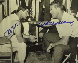 Ted Williams and Carl Yastrzemski Autographed Locker Room Photo (16 x 20)